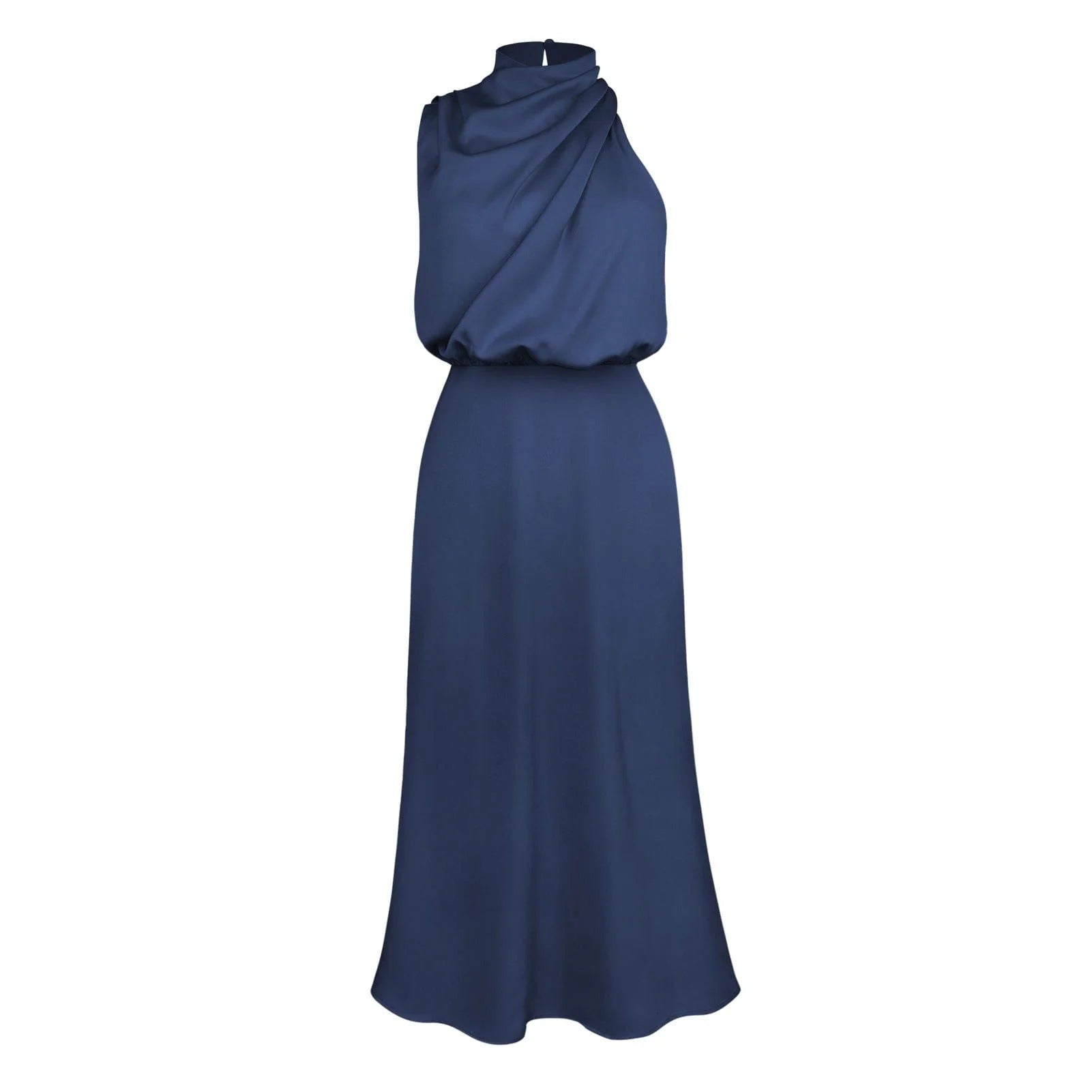 Women's Midi Dress with Round-Neck