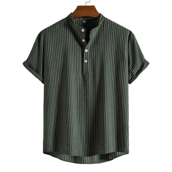 Men's Polo Shirt with Collar, Short Sleeves and Striped Design for Summer Wear