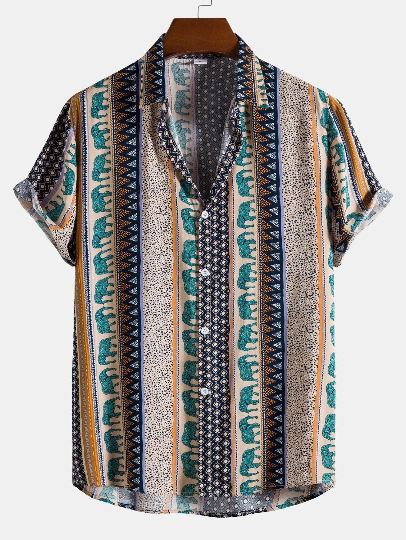 Men's Short Sleeve Shirt with Snap Buttons and Relaxed Fit for Transitional Weather