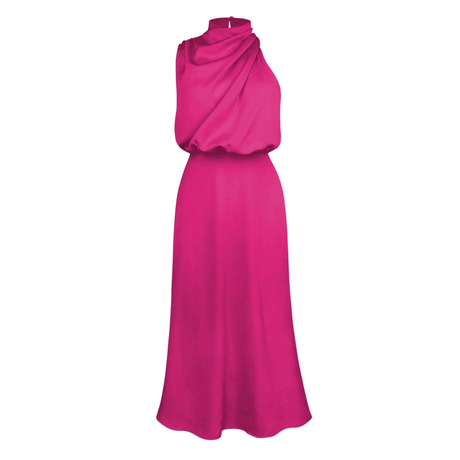 Women's Midi Dress with Round-Neck
