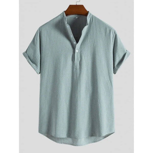Men's Polo Shirt with Collar, Short Sleeves and Striped Design for Summer Wear