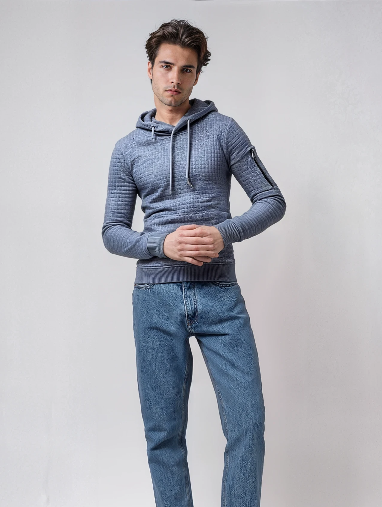 Men's Hoodie with Hood, Long Sleeves and Soft Interior for Autumn Wear