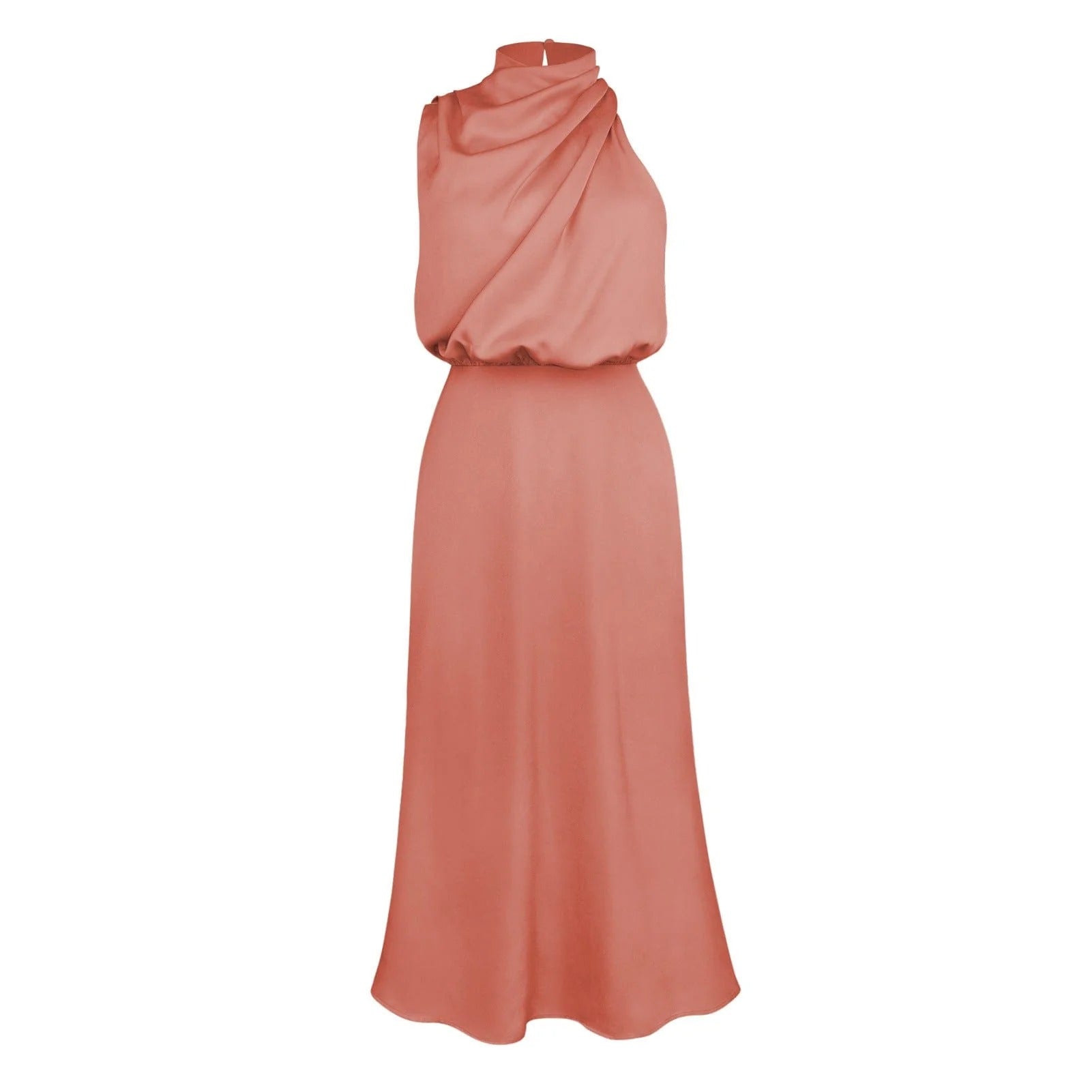 Women's Midi Dress with Round-Neck