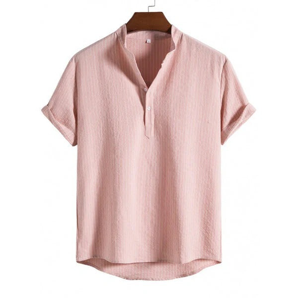 Men's Polo Shirt with Collar, Short Sleeves and Striped Design for Summer Wear