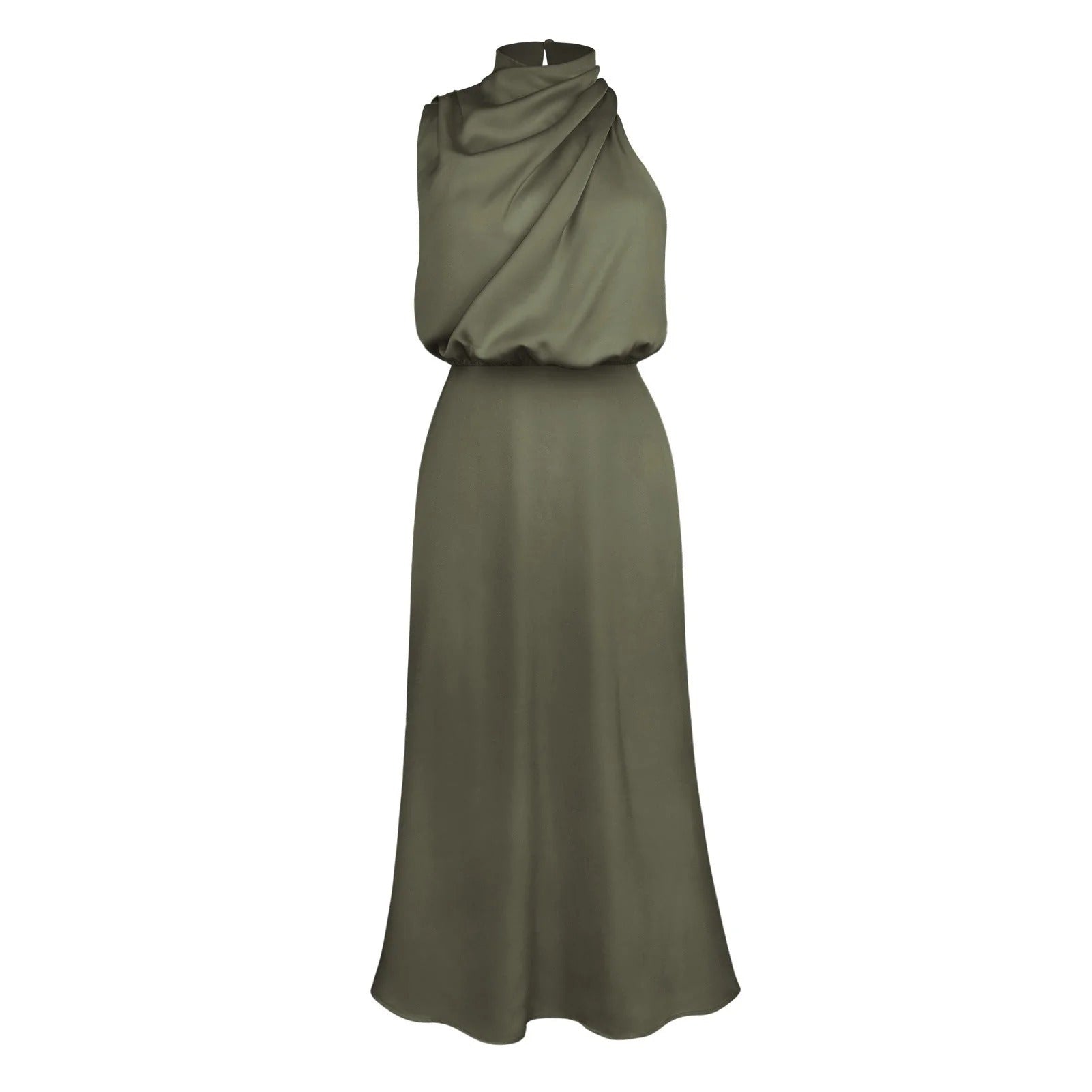 Women's Midi Dress with Round-Neck